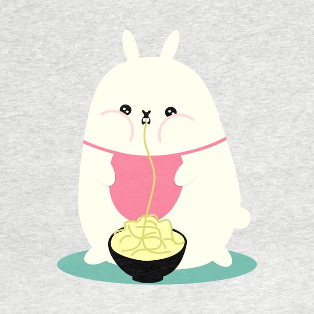 Fat bunny eating noodles by EuGeniaArt